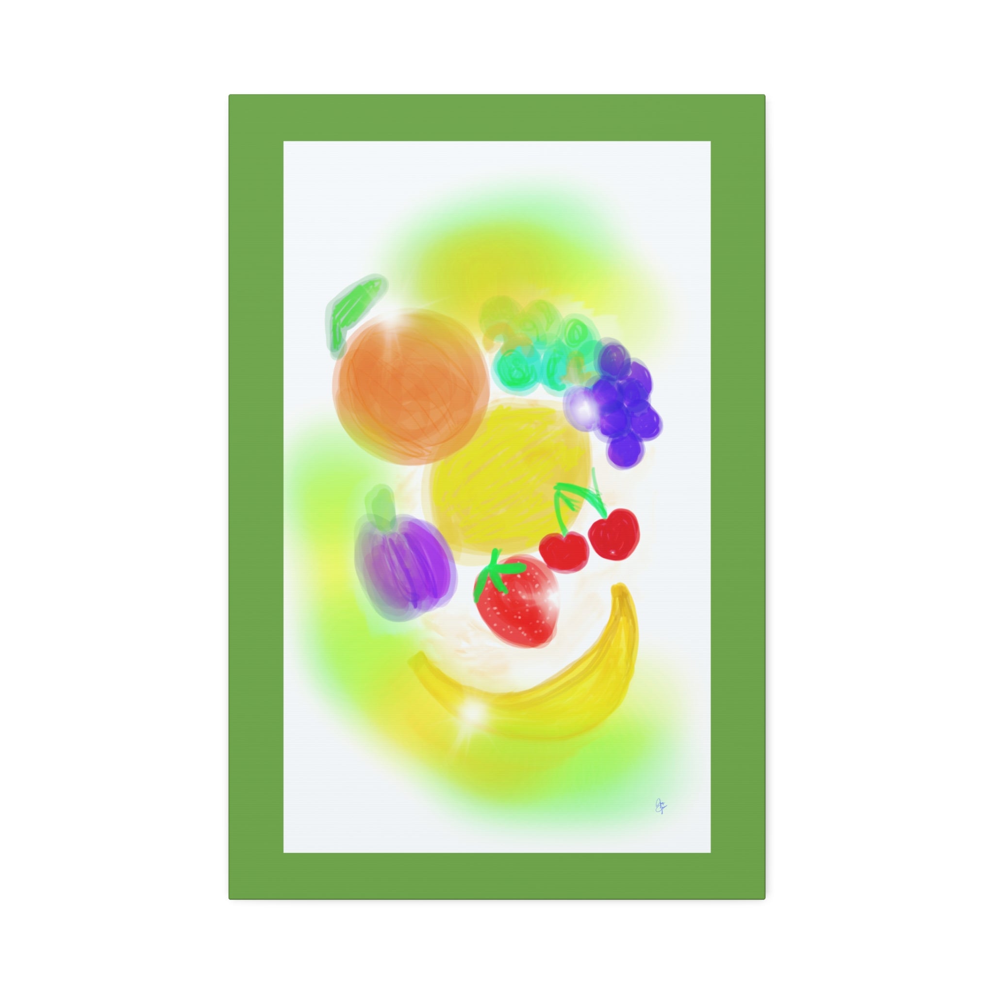 Colorful Fruit Still Life Canvas — Bright Kitchen Wall Art, Stretched 1.5"
