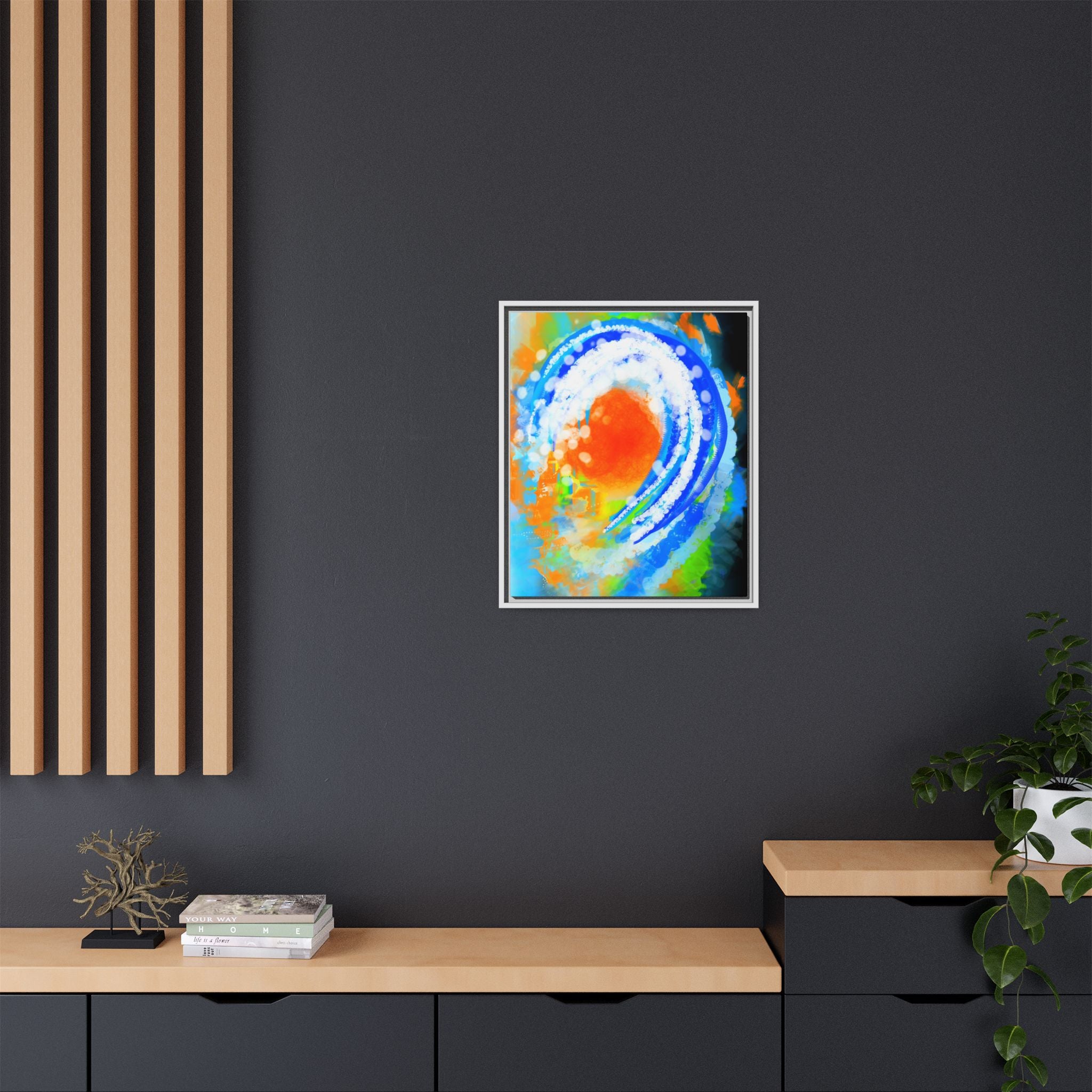 Abstract Ocean Wave Matte Canvas Print — Framed Multi‑Color Wall Art