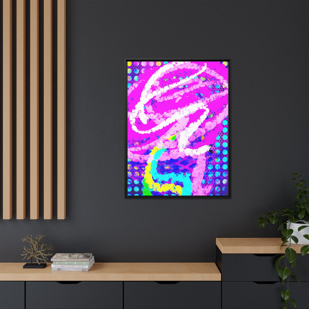 Abstract Neon Pop Art Matte Canvas — Framed Multi‑Color Wall Art