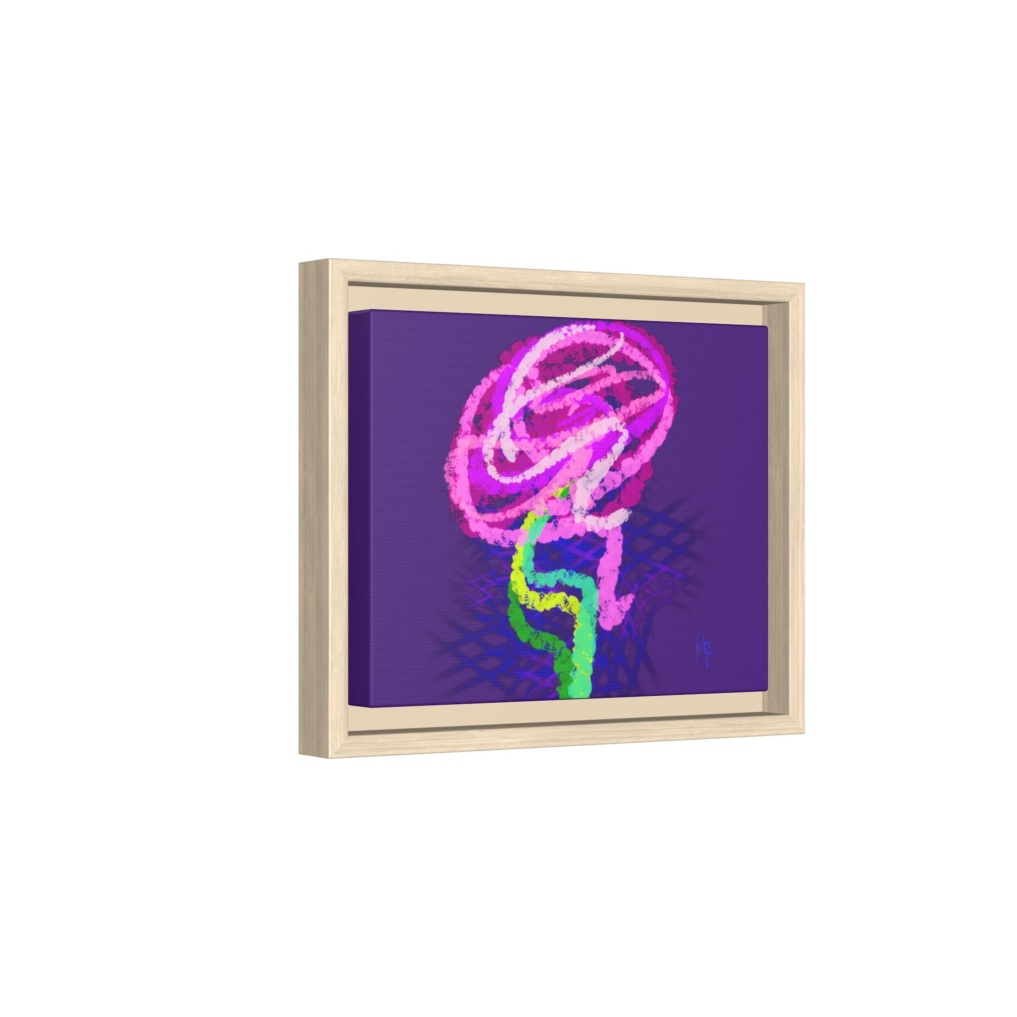 Framed Matte Canvas - Neon Rose Abstract Wall Art