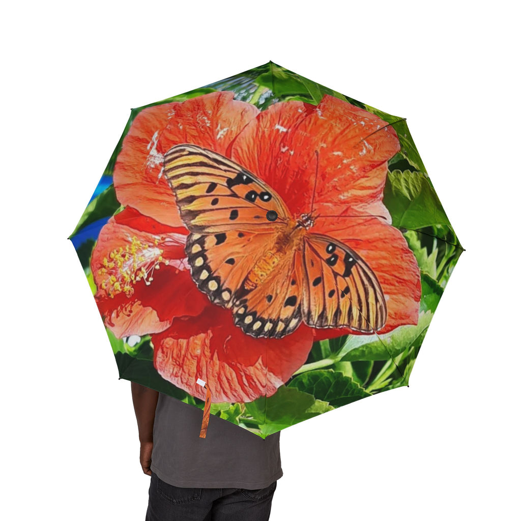 Butterfly Garden Semi-Automatic Foldable Umbrella - Durable & Stylish