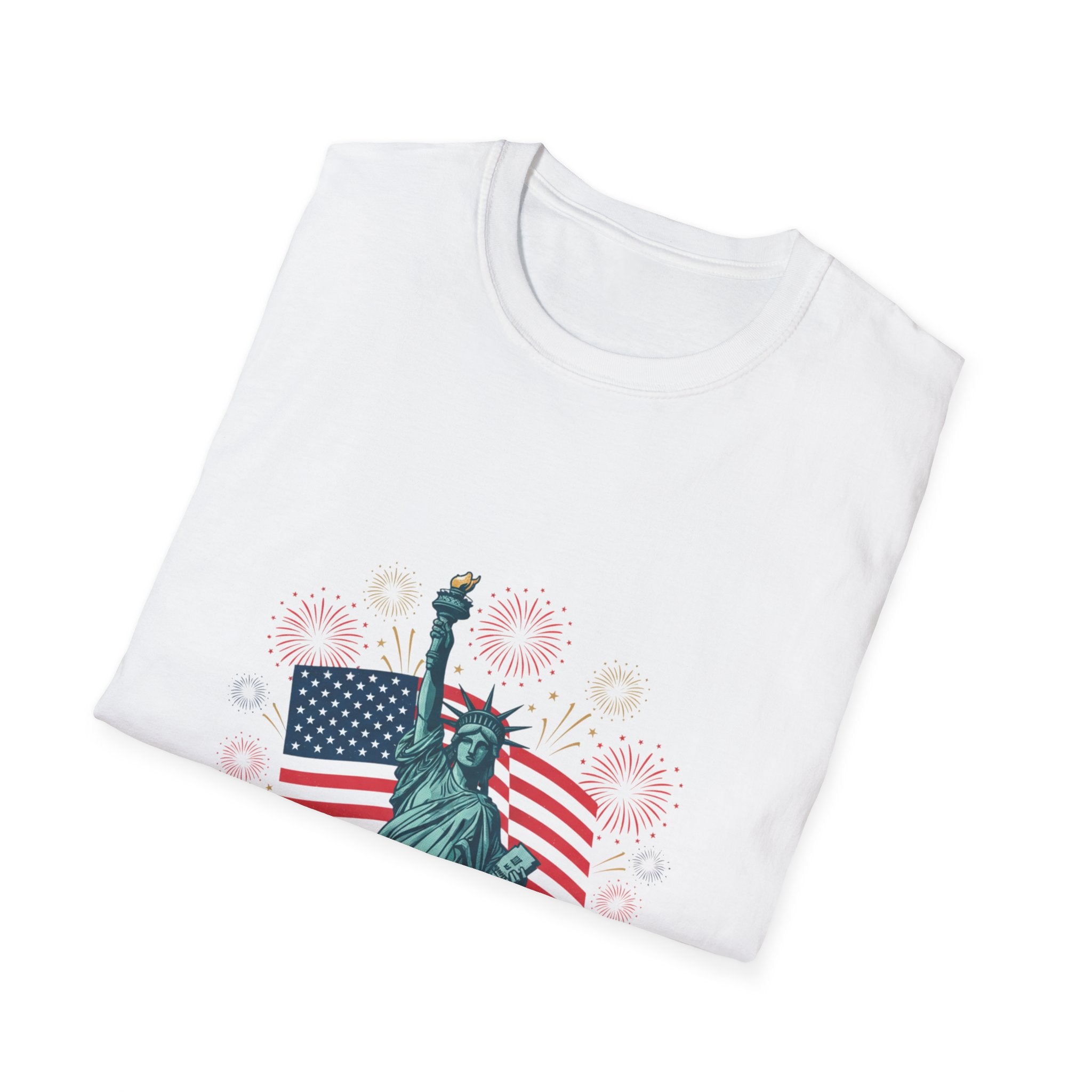 T-Shirt — "Happy 250th Birthday America" Statue of Liberty & Flag Patriotic Tee