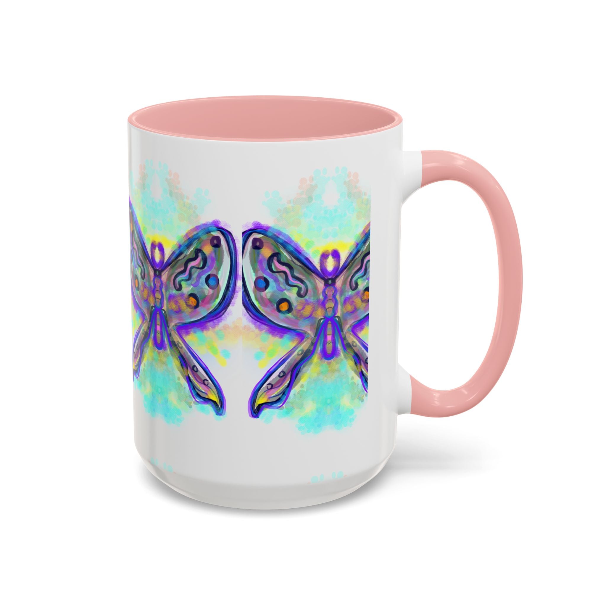 Butterfly Accent Coffee Mug — Colorful Watercolor Butterfly Design (11/15oz)