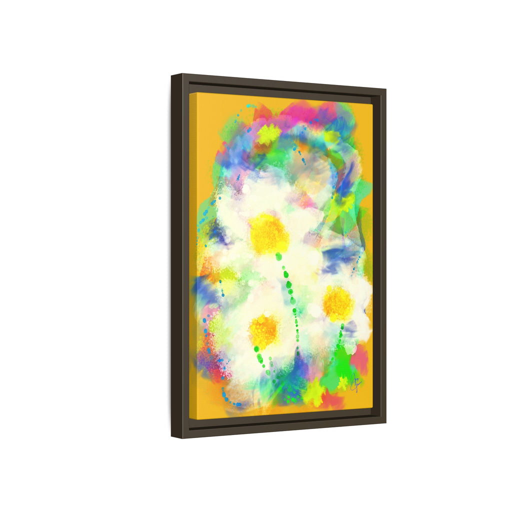 Framed Matte Canvas - Watercolor Yellow Floral Abstract Wall Art