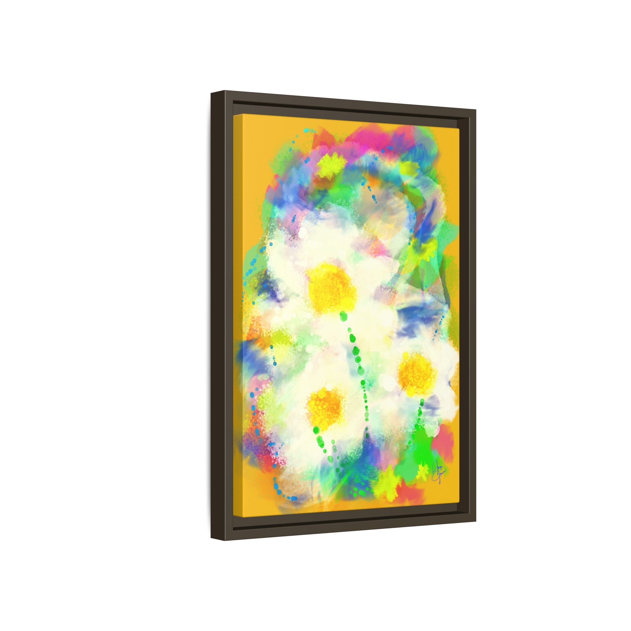 Framed Matte Canvas - Watercolor Yellow Floral Abstract Wall Art