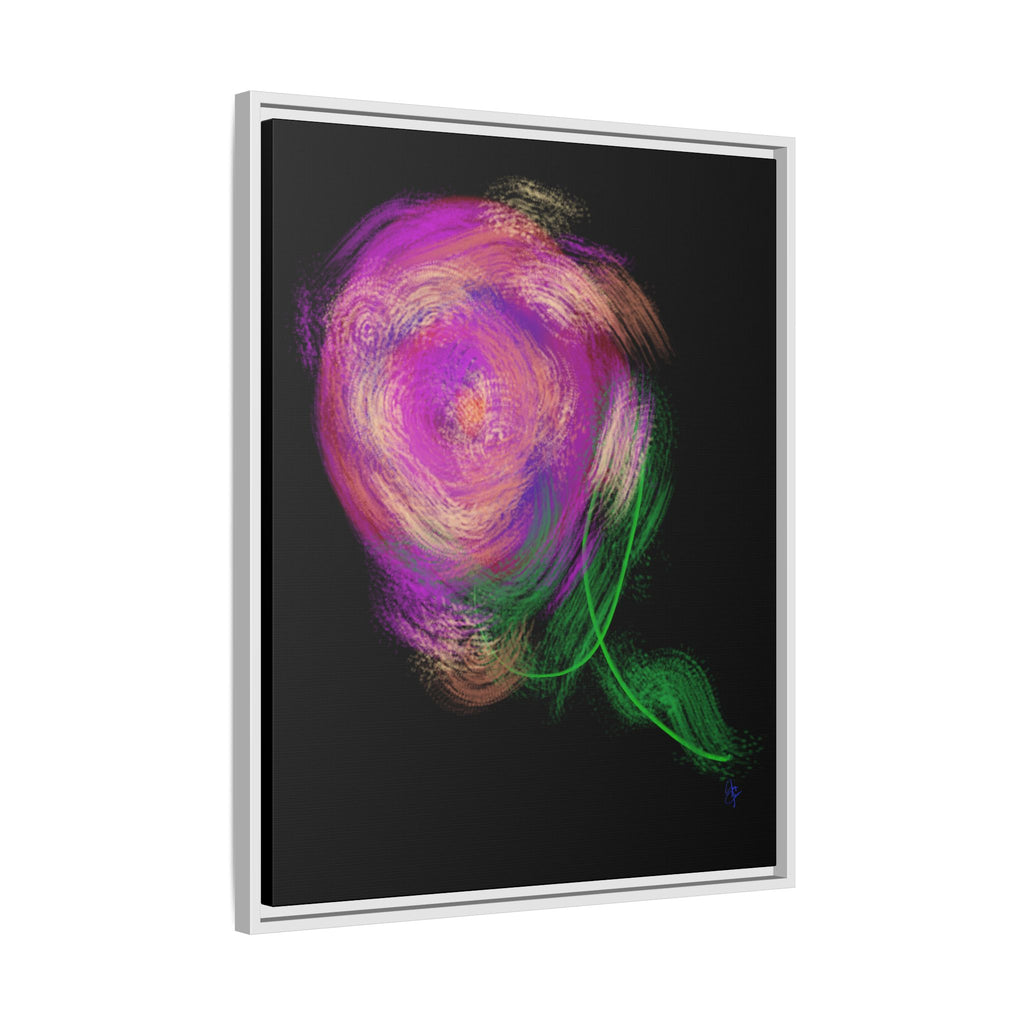 Abstract Rose Swirl Matte Framed Canvas — Multicolor Floral Wall Art