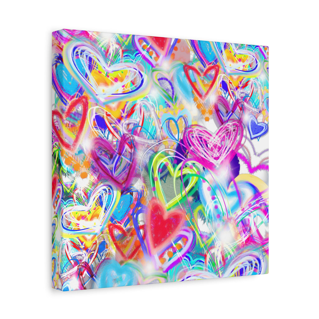 Colorful Heart Graffiti Matte Canvas