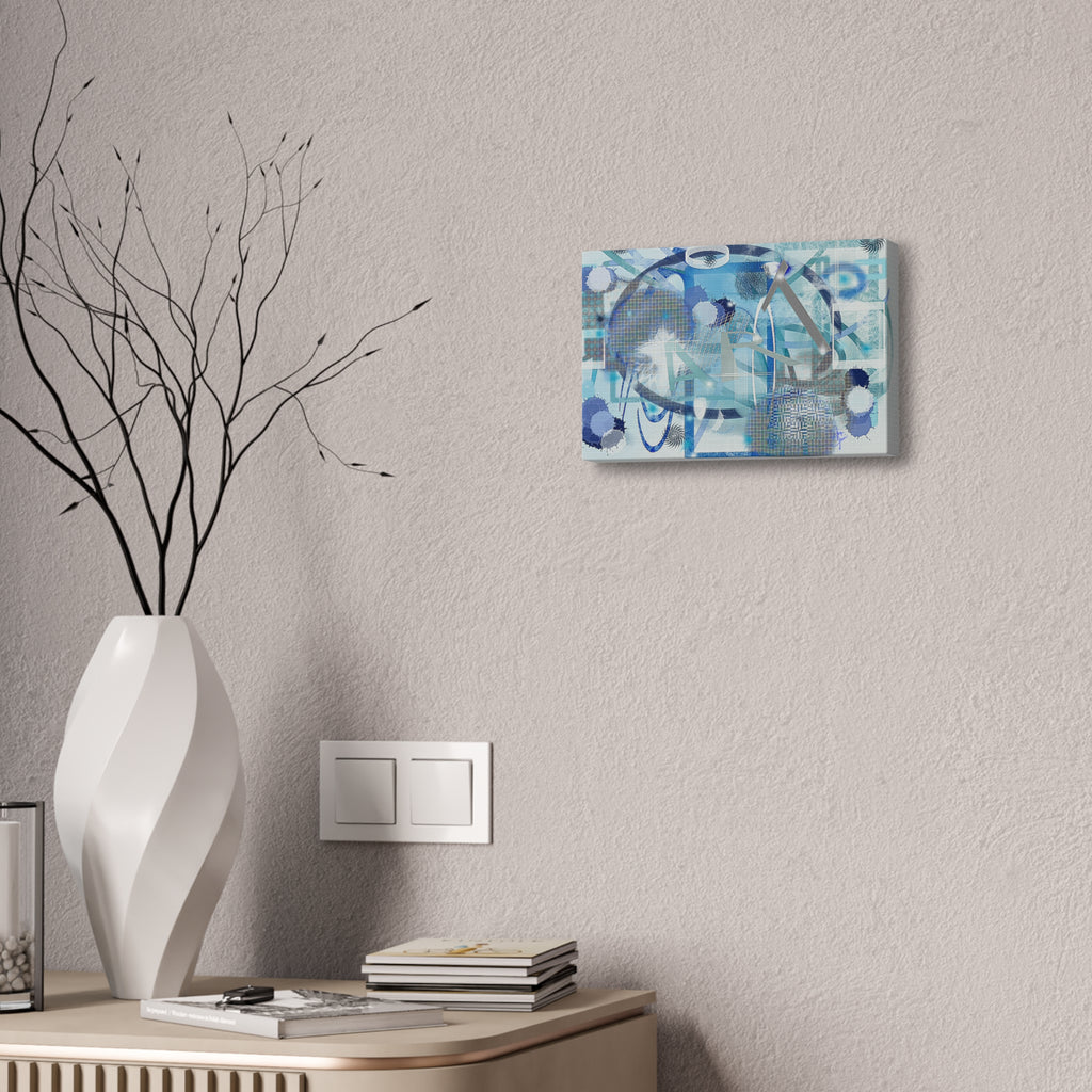 Abstract Blue Ocean Canvas Print – Modern Geometric Wall Art (Stretched 1.5")