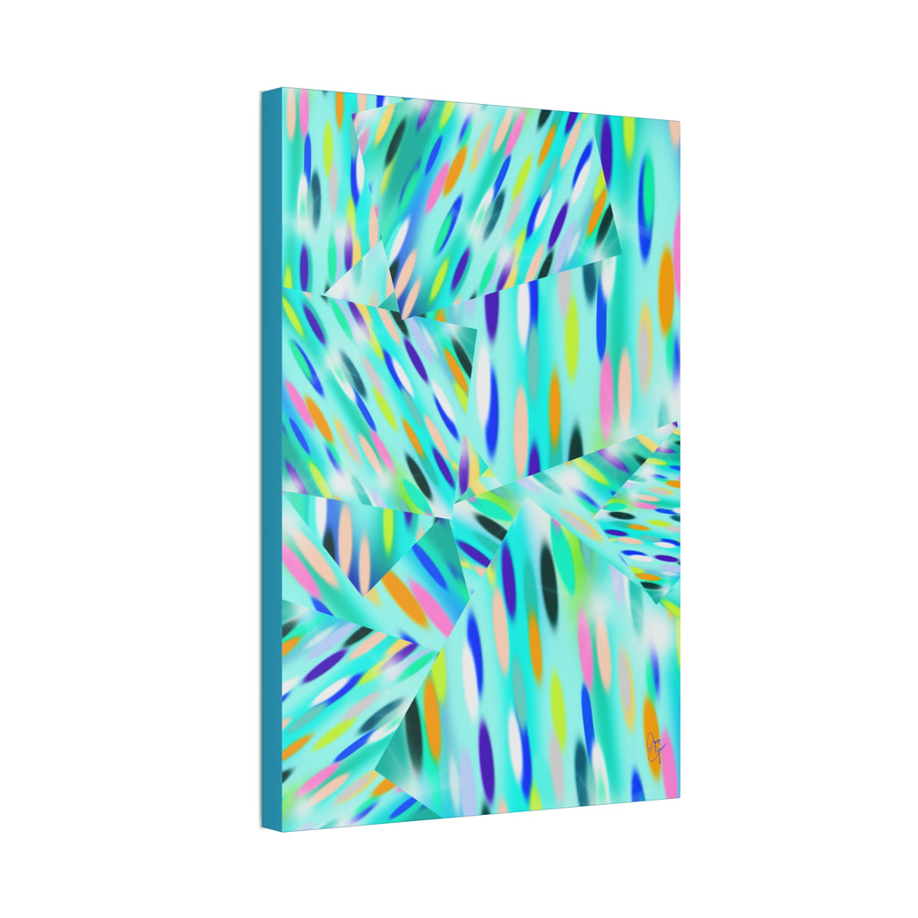 Abstract Aqua Canvas Print — Turquoise Geometric Art on Stretched 1.5" Canvas