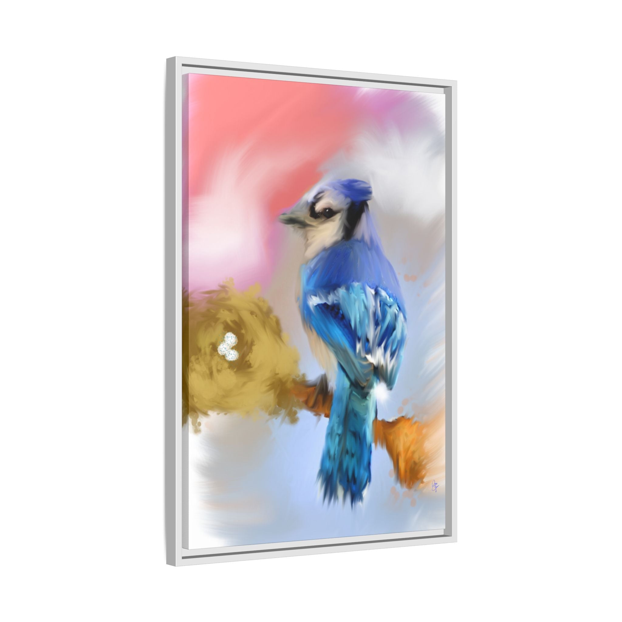 Blue Jay Art Print — Framed Matte Canvas Wall Art