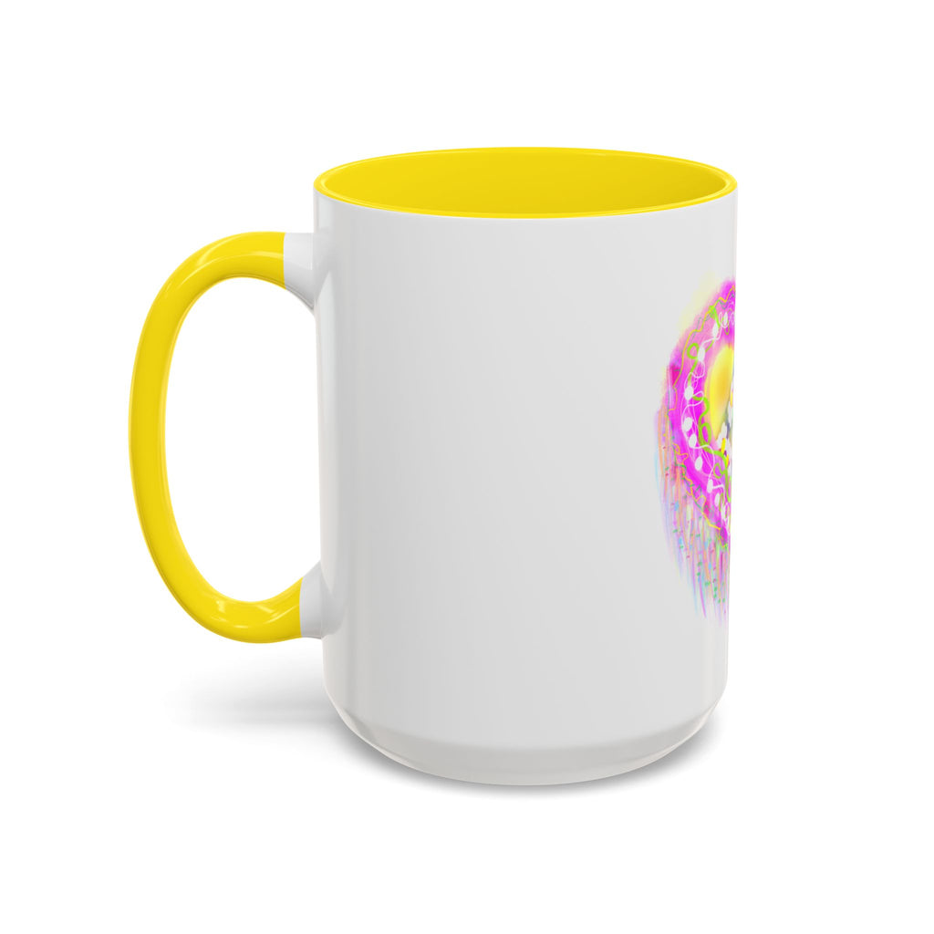 Pink Heart Floral Coffee Mug — Cute Pastel Accent Mug with Daisy Heart Design