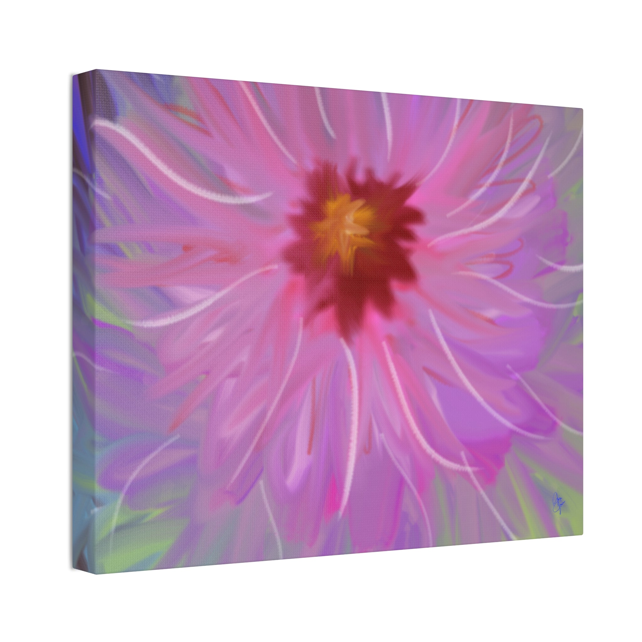 Pink Dahlia Floral Canvas Print — Stretched 1.5" Wall Art