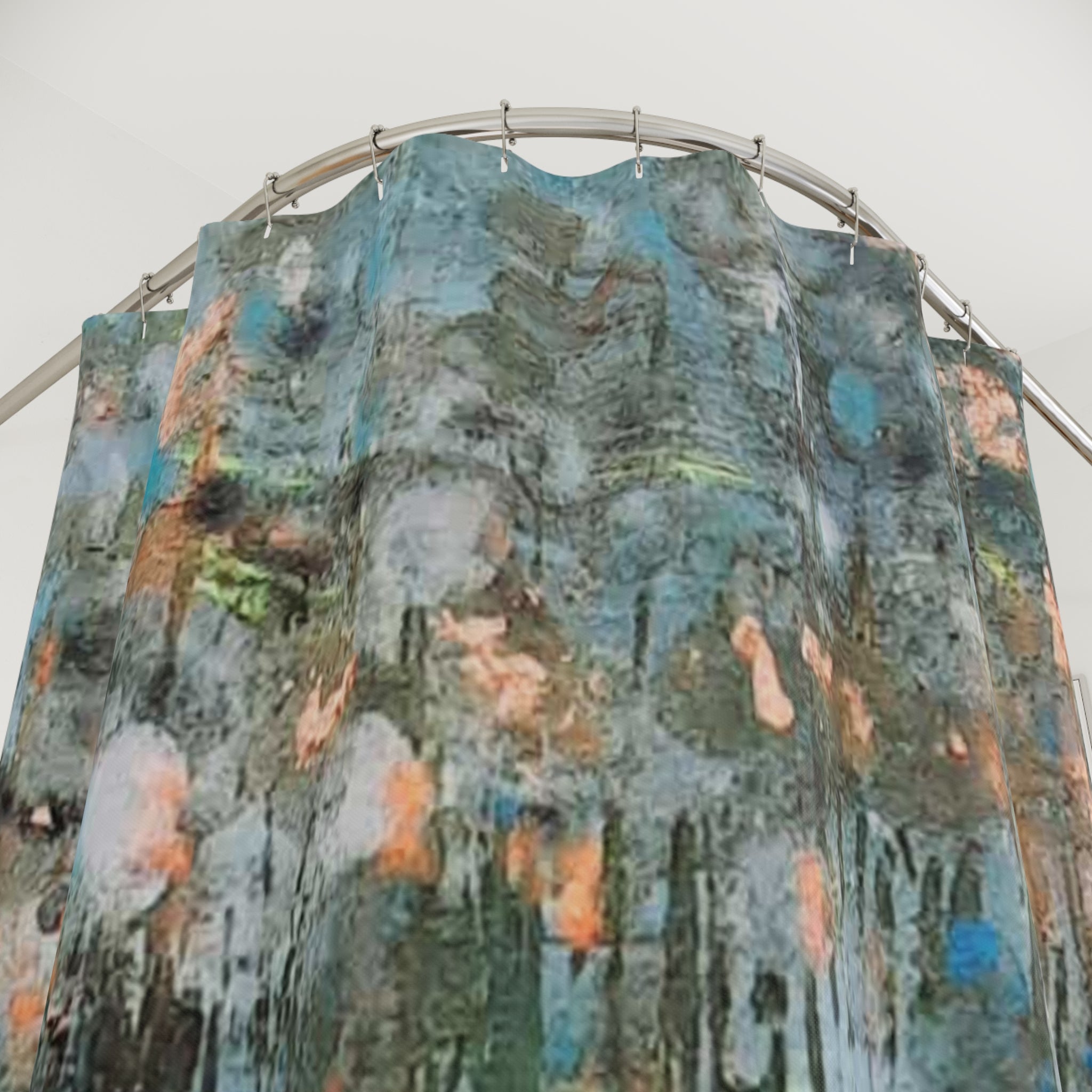 Shower Curtain — Abstract Teal & Copper Watercolor Bathroom Curtain