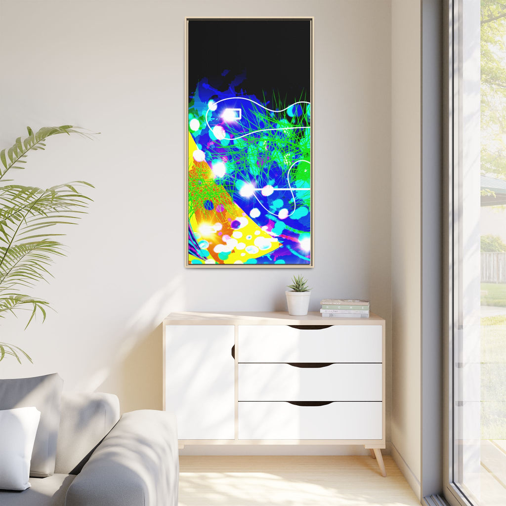 Abstract Neon Wave Matte Canvas Framed Art