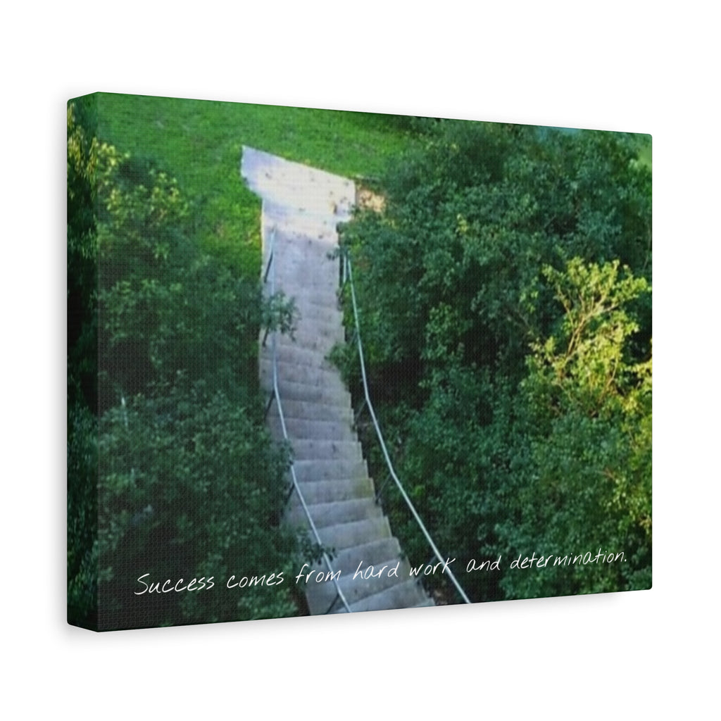 Motivational Wall Canvas — “Success Comes From Hard Work and Dedication” Matte Stretched Print