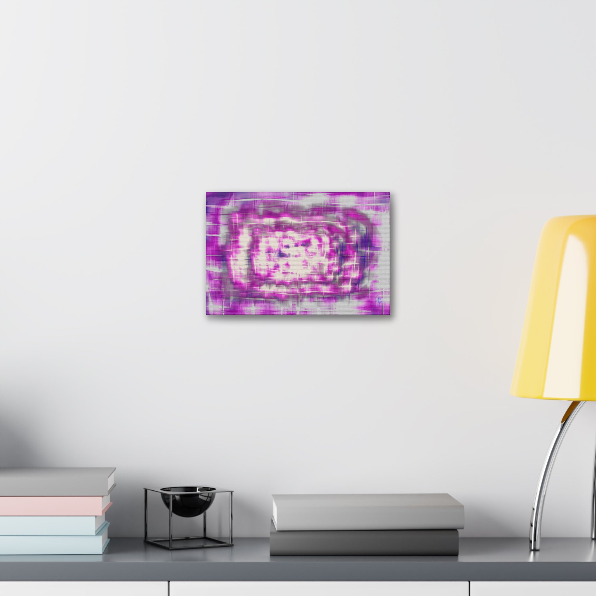 Purple Abstract Stretched Canvas Wall Art — Pink White Geometric Texture