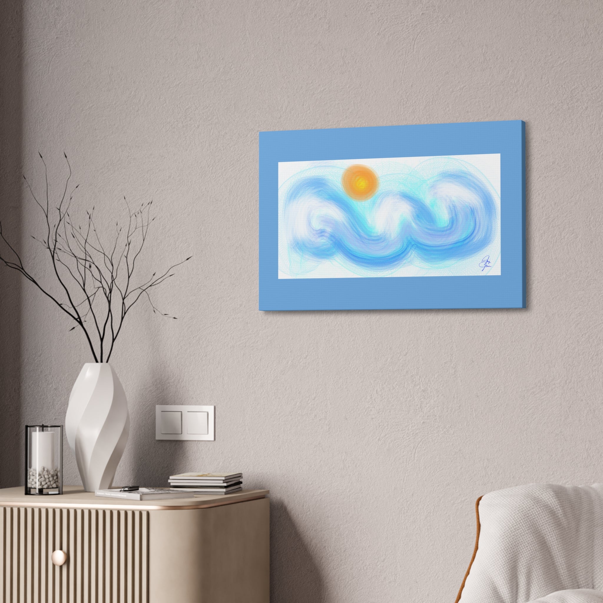 Abstract Ocean Wave Canvas — Turquoise Stretched Wall Art