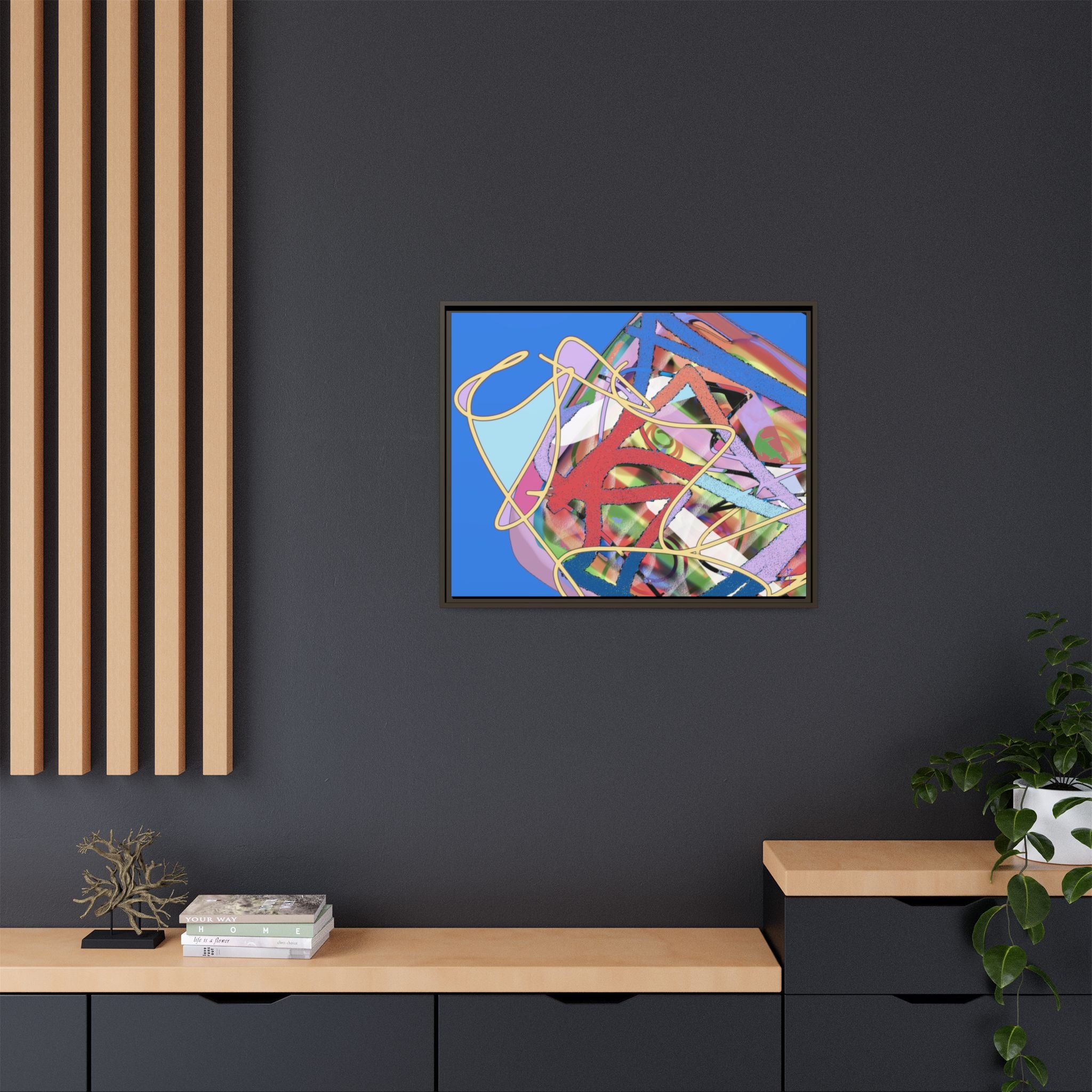 Abstract Multi‑Color Framed Canvas Art – Vibrant Modern Wall Decor