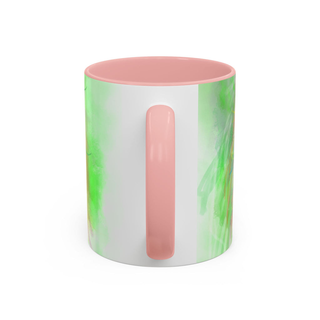 Colorful Sunflower Accent Coffee Mug — Pink Inner Artistic Floral Design (11/15 oz)