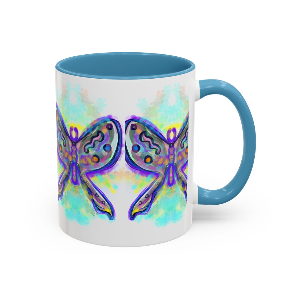 Butterfly Accent Coffee Mug — Colorful Watercolor Butterfly Design (11/15oz)