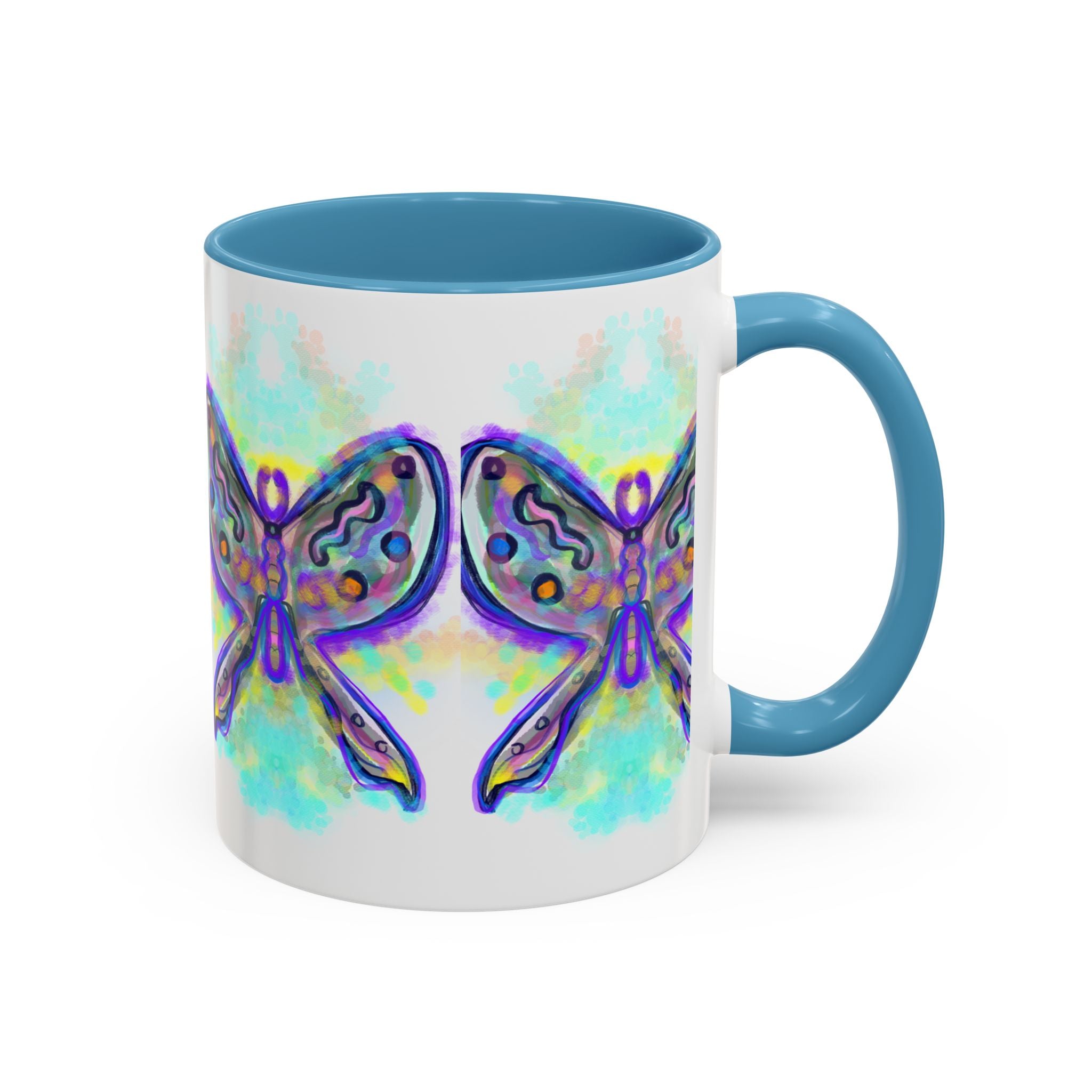 Butterfly Accent Coffee Mug — Colorful Watercolor Butterfly Design (11/15oz)