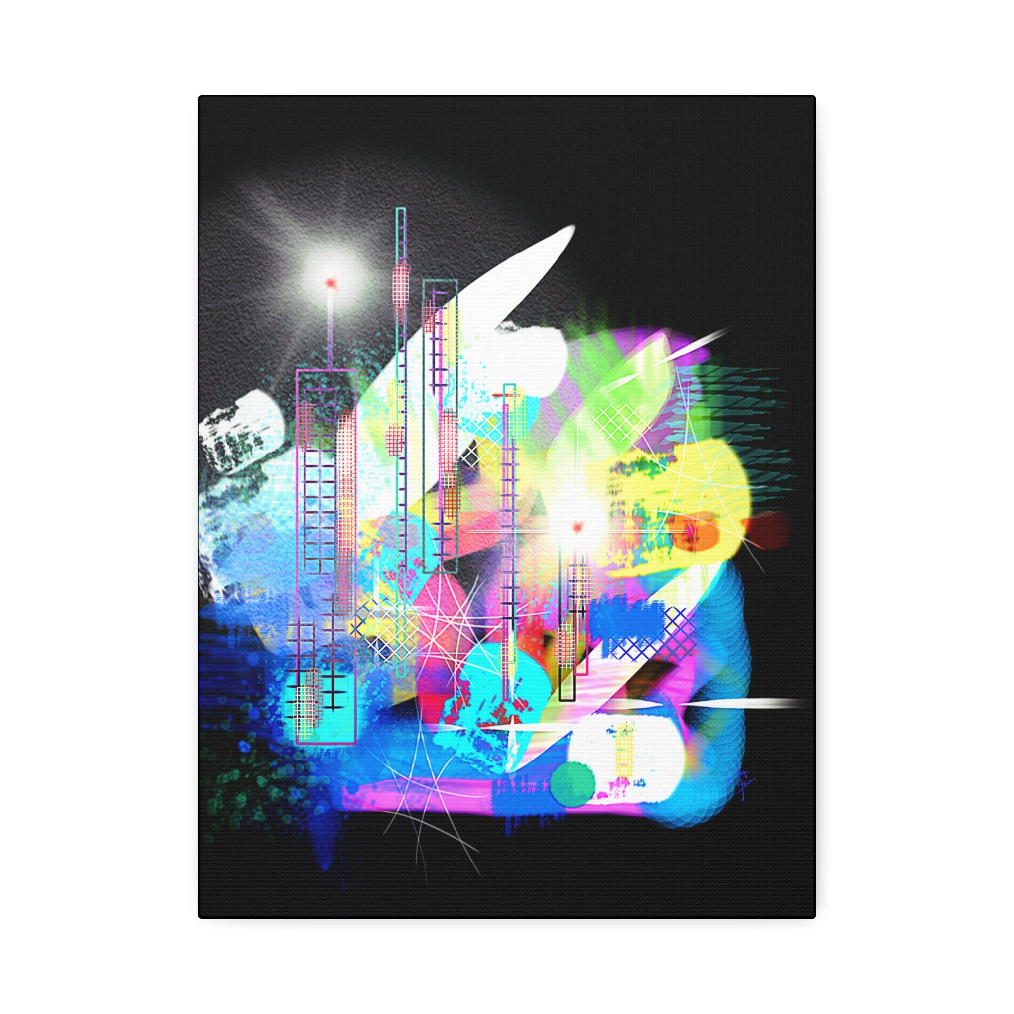 Abstract Neon Cityscape Canvas Print — Stretched 1.5"