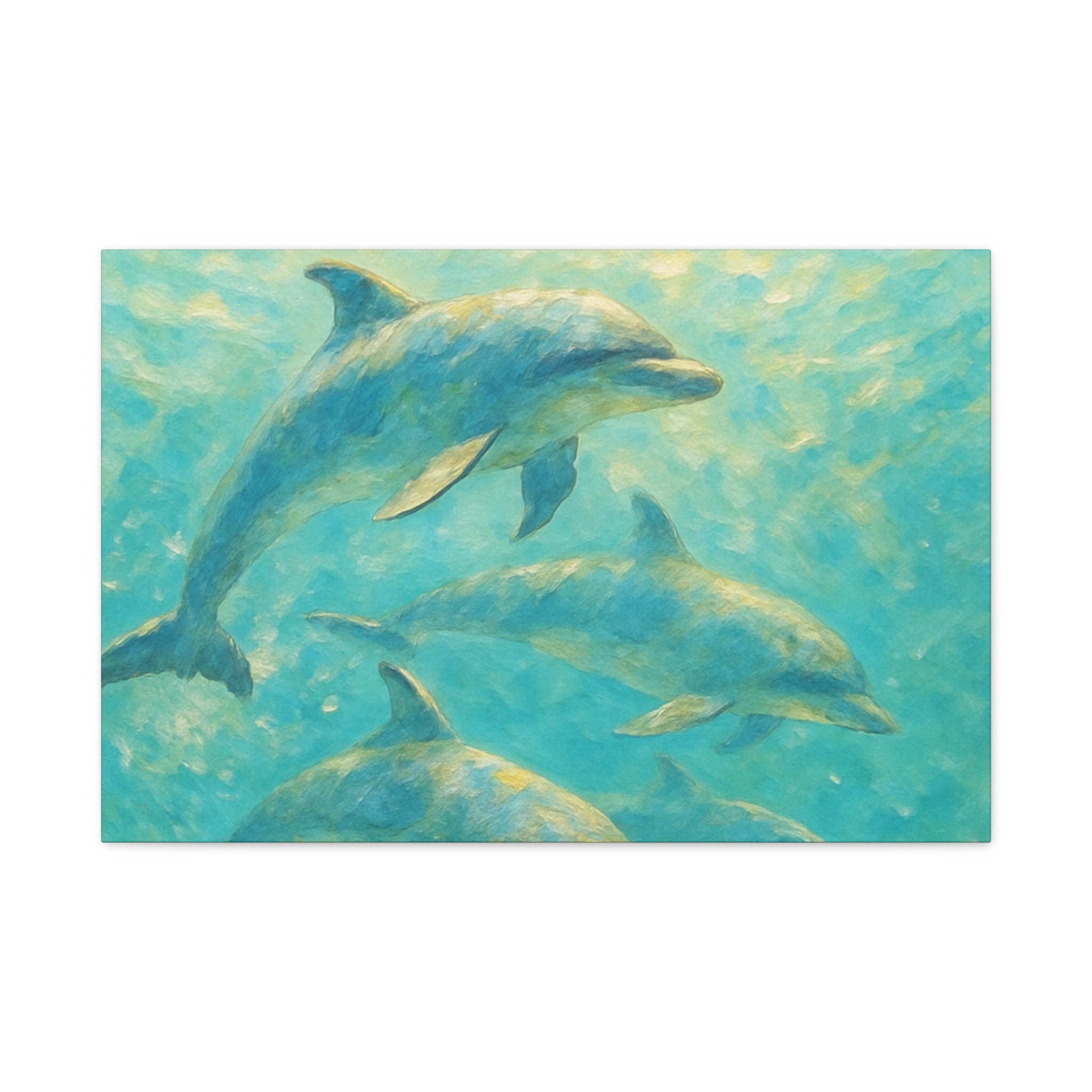 Dolphin Swim Matte Stretched Canvas – Ocean Wall Art