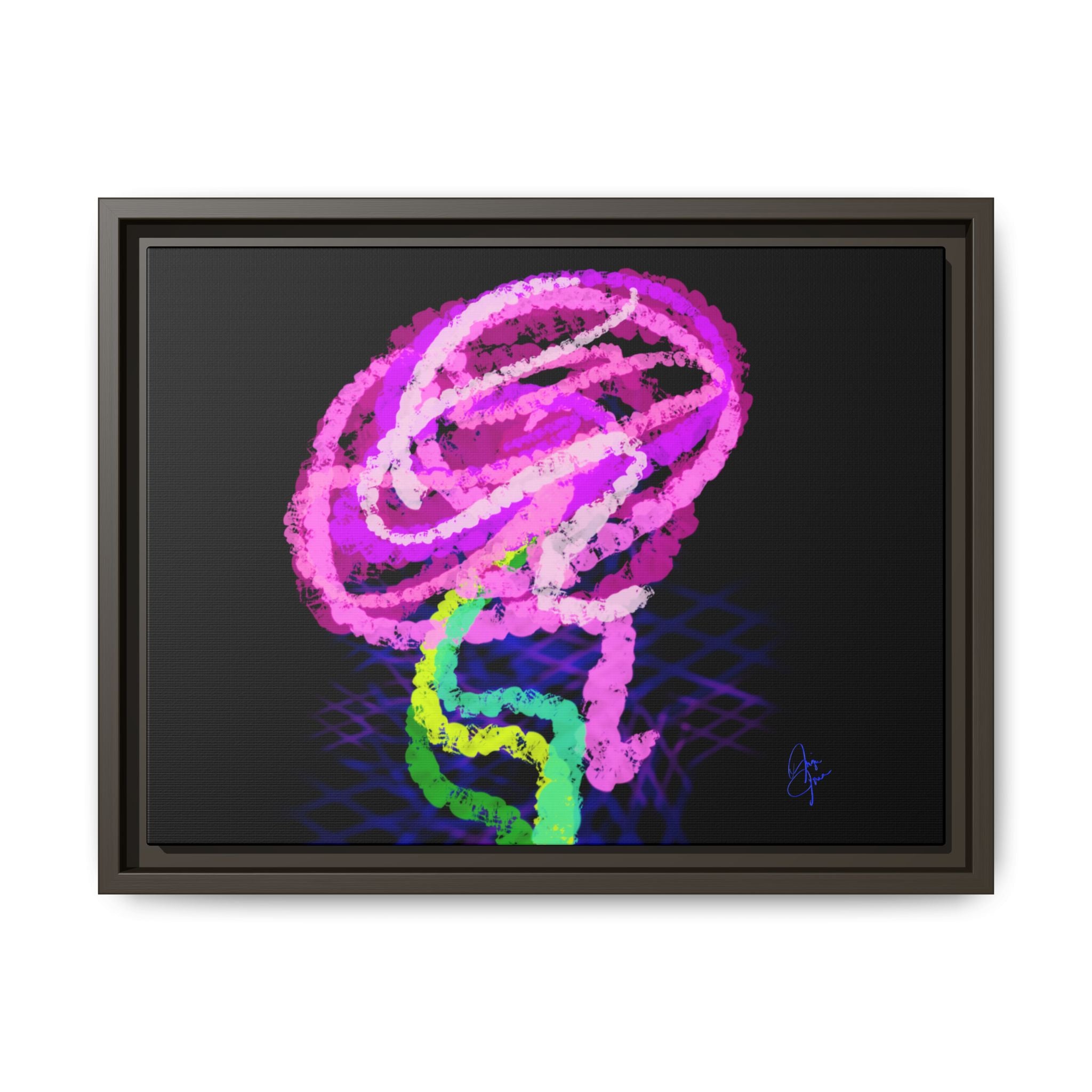 Framed Matte Canvas - Neon Rose Abstract Wall Art