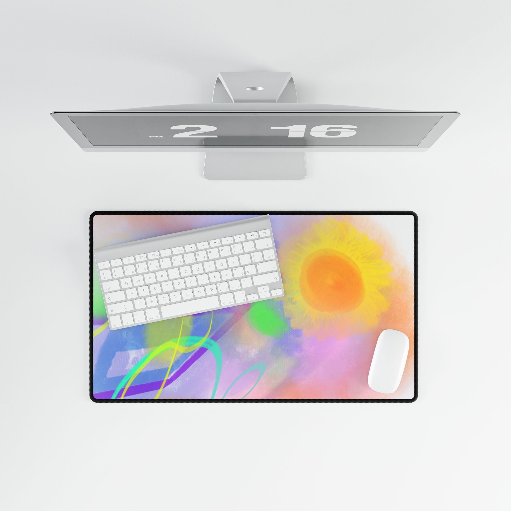 Sunshine Pastel Abstract Desk Mat — Large Artistic Mouse Pad