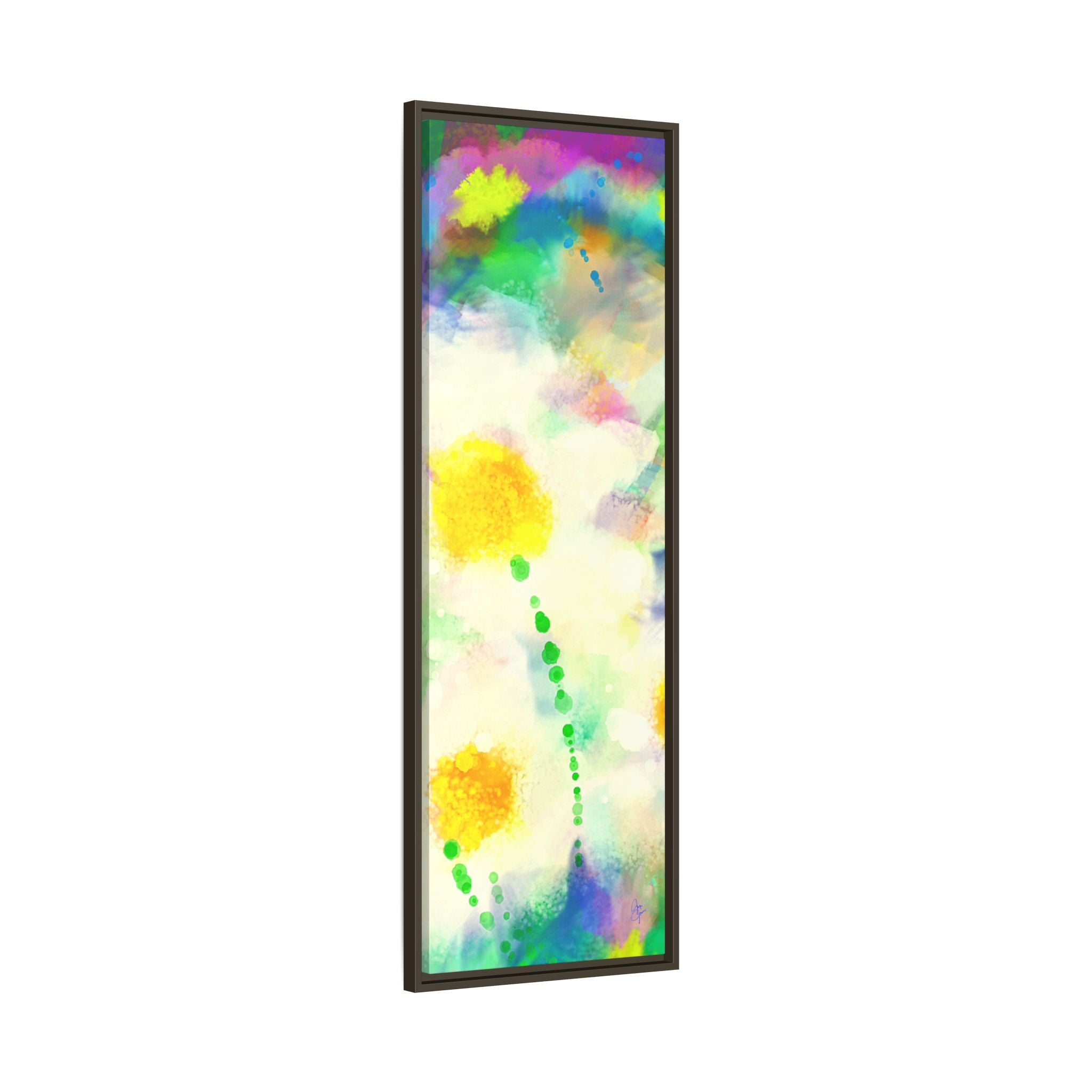 Framed Matte Canvas - Watercolor Yellow Floral Abstract Wall Art