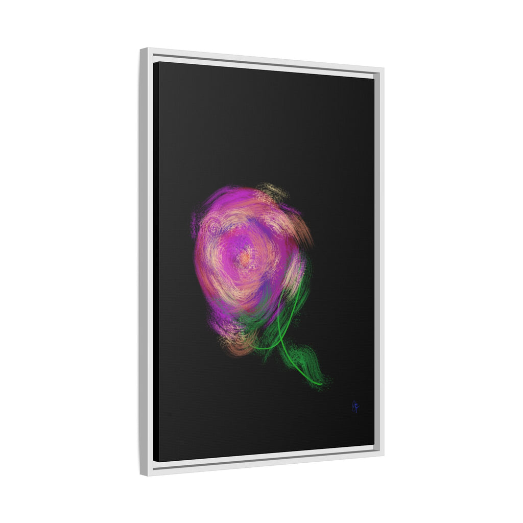 Abstract Rose Swirl Matte Framed Canvas — Multicolor Floral Wall Art