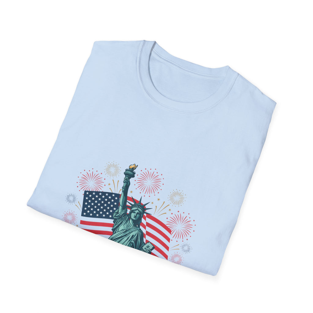 T-Shirt — "Happy 250th Birthday America" Statue of Liberty & Flag Patriotic Tee