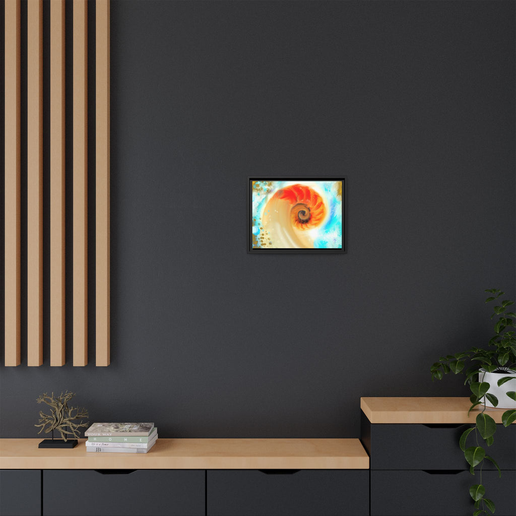 Framed Abstract Spiral Canvas Art — Vibrant Nautical Wave Print
