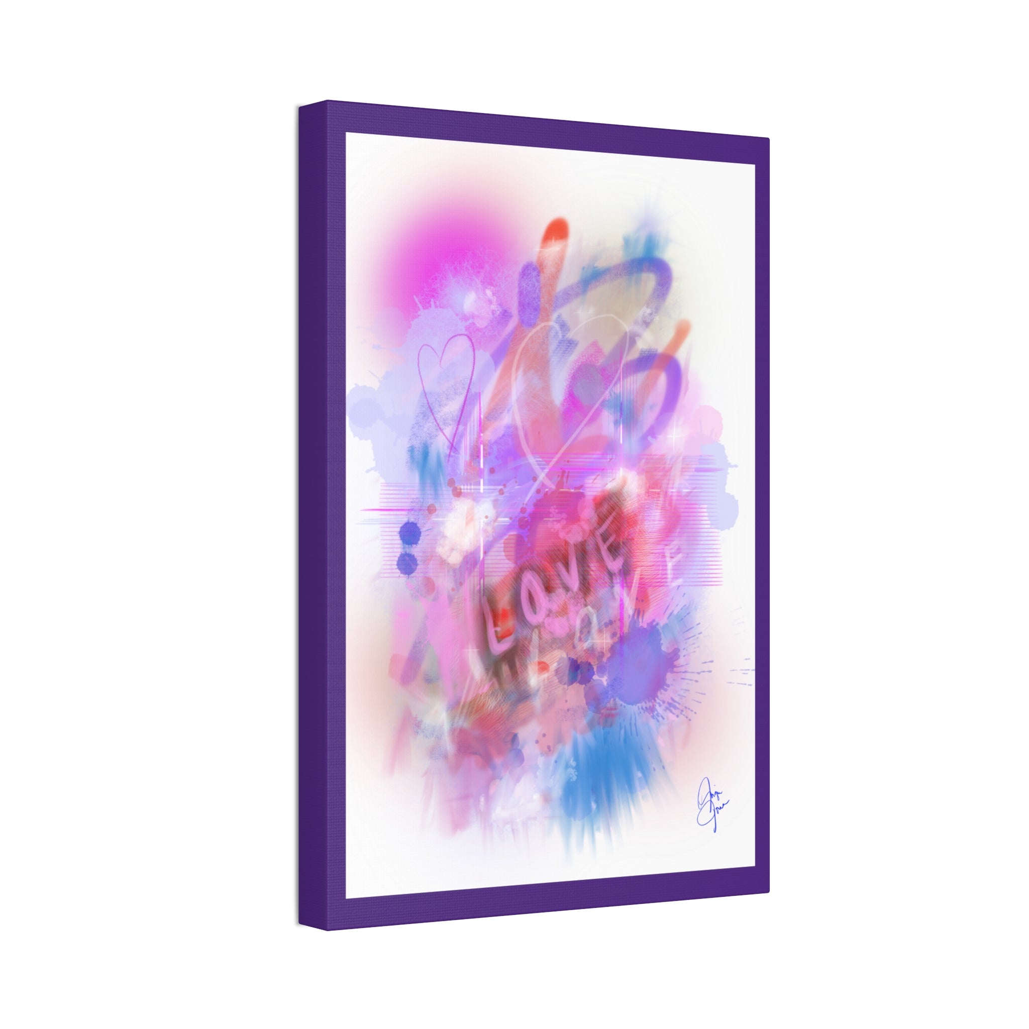 Love Vibes Canvas Wall Art — Pink Abstract Stretched Canvas