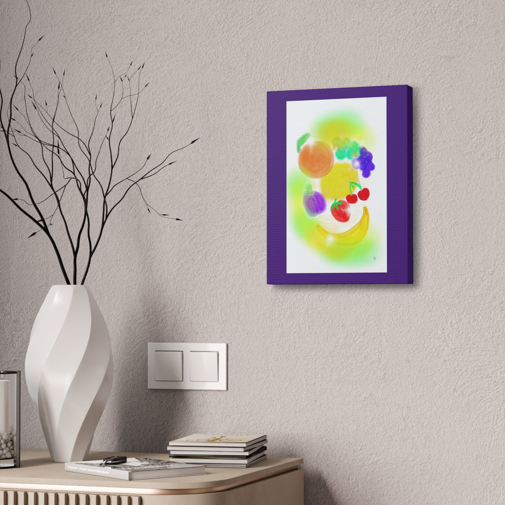 Colorful Fruit Still Life Canvas — Bright Kitchen Wall Art, Stretched 1.5"