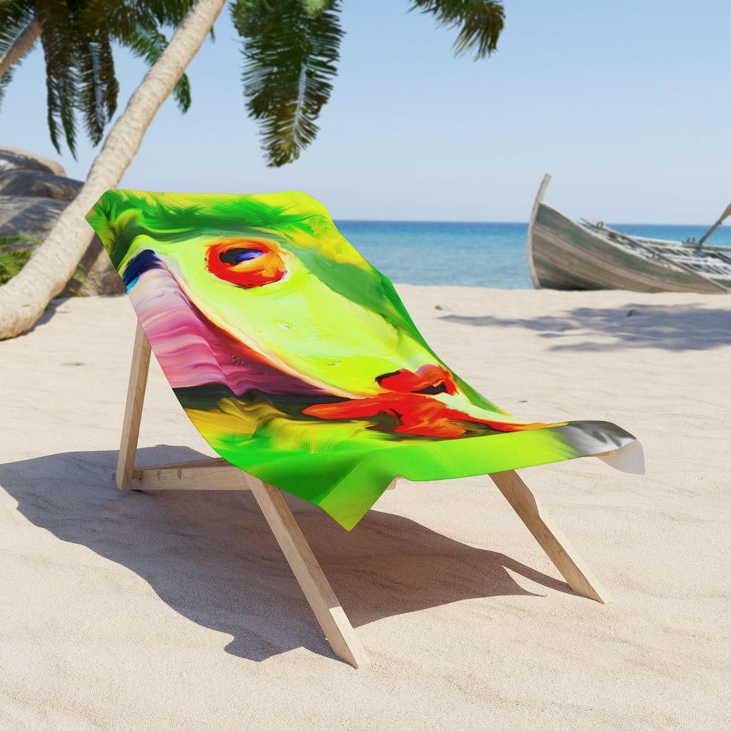 Frog Smile Beach Towel — Bright Tropical Tree Frog Print