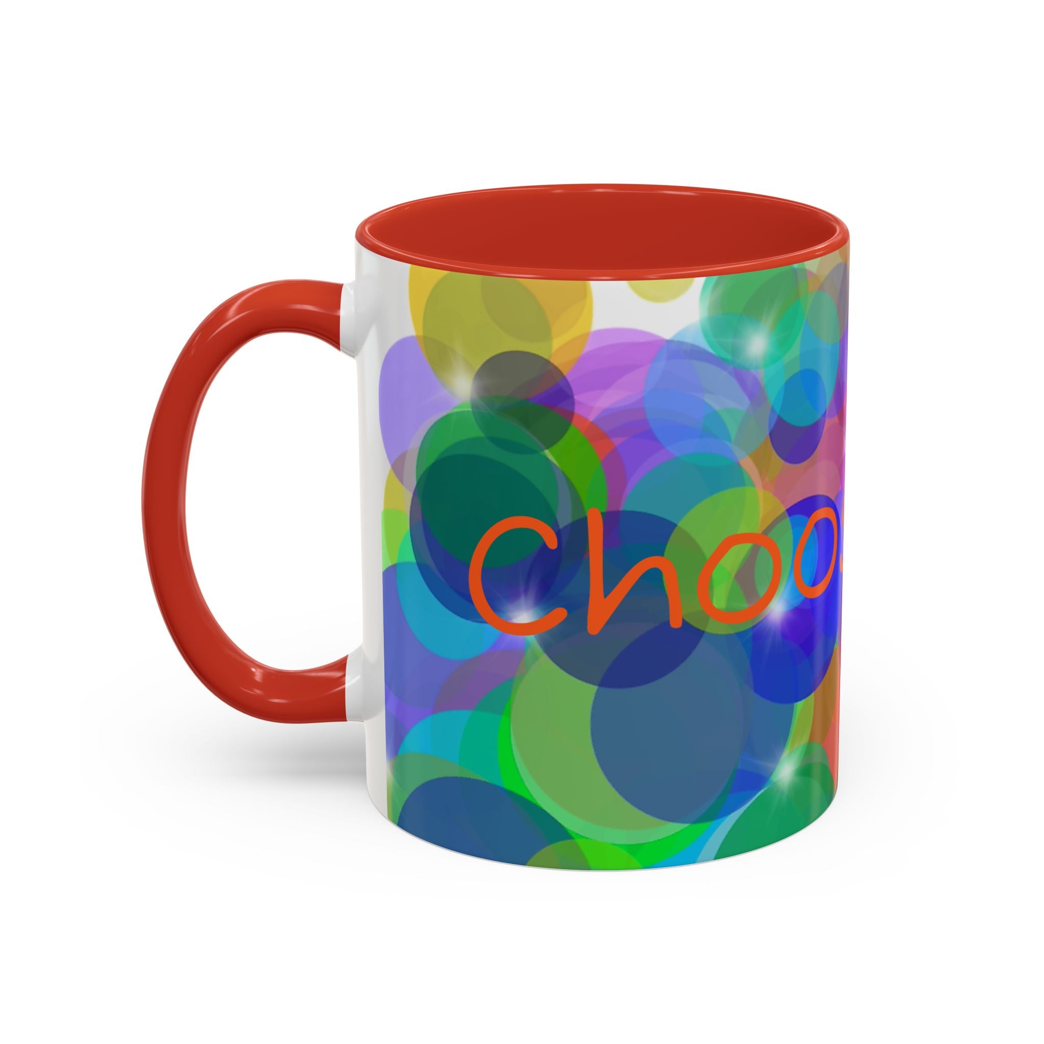 Colorful Bokeh "Choose Joy!" Accent Coffee Mug (11/15oz)