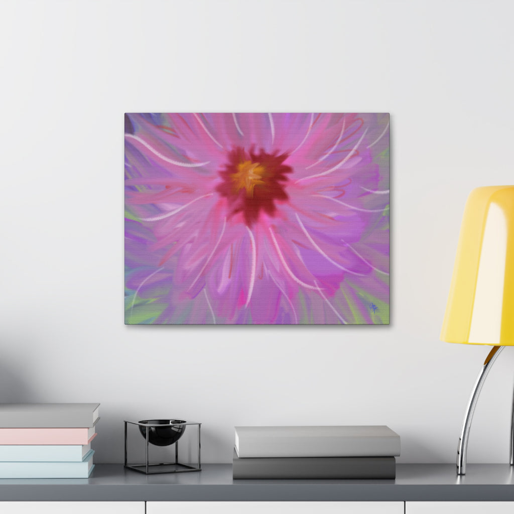 Pink Dahlia Floral Canvas Print — Stretched 1.5" Wall Art