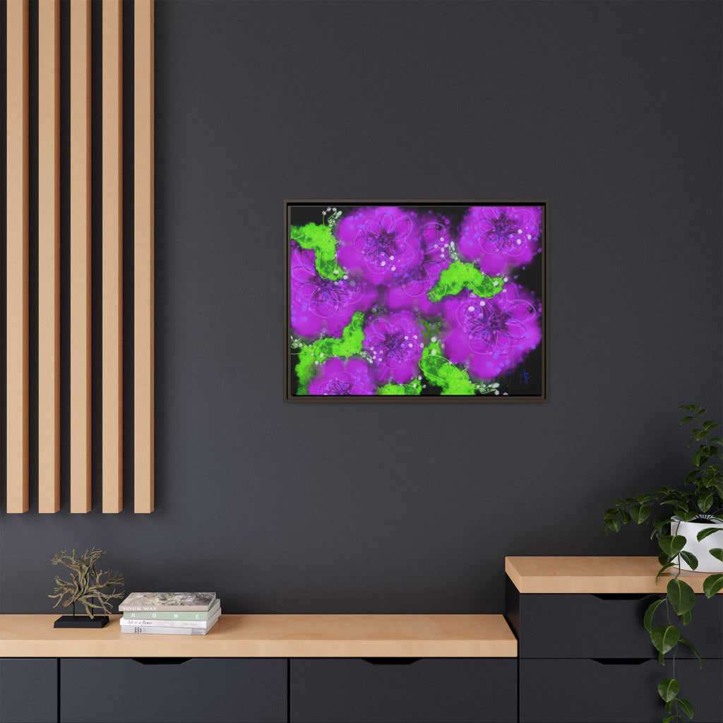 Framed Floral Canvas Print — Matte Multi-Color Blooms Wall Art
