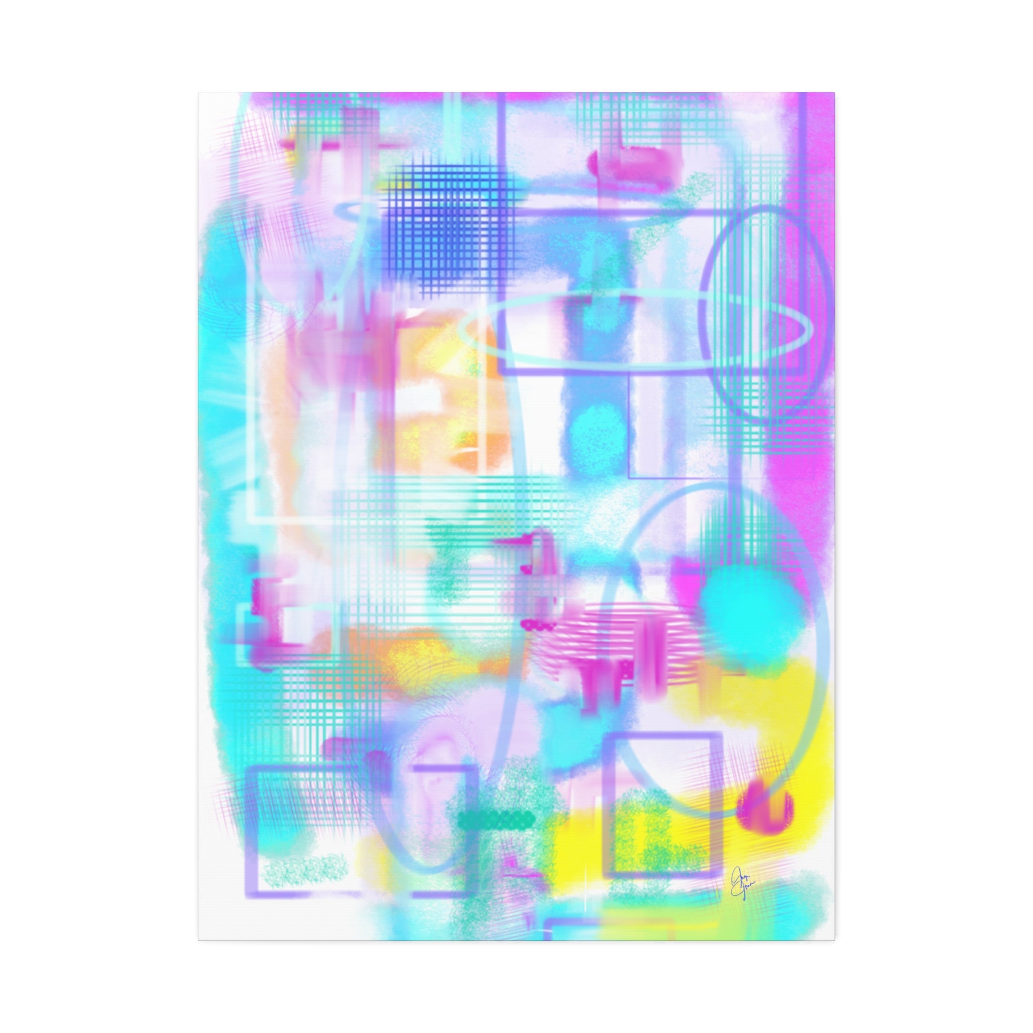 Abstract Pastel Canvas Print — Soft Watercolor Geometric Wall Art