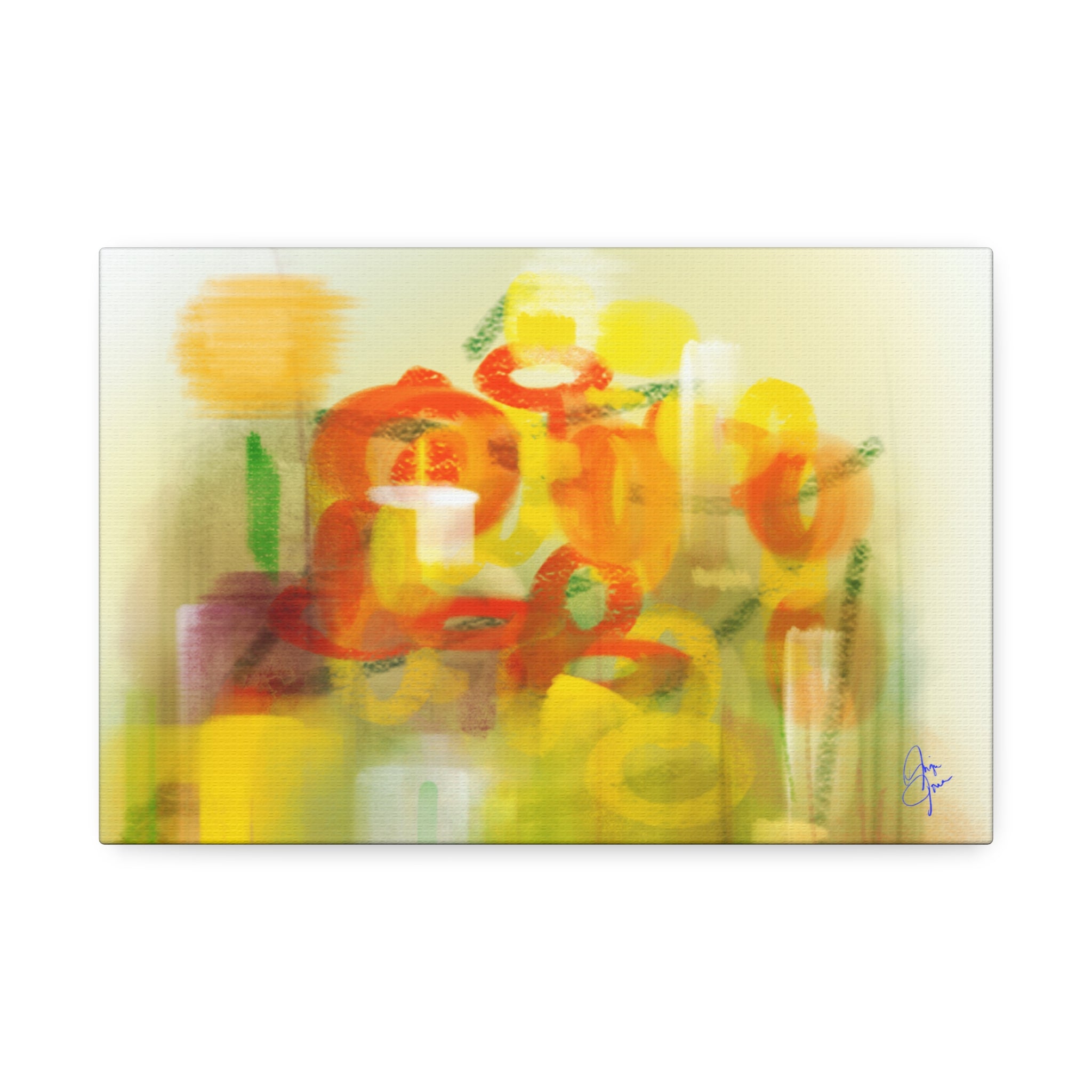 Abstract Floral Canvas Print – Yellow & Orange Stretched Wall Art (1.5" Depth)
