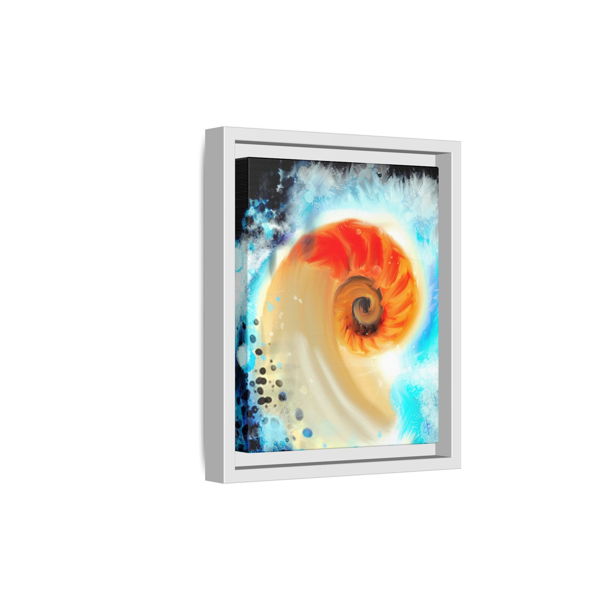 Framed Abstract Spiral Canvas Art — Vibrant Nautical Wave Print