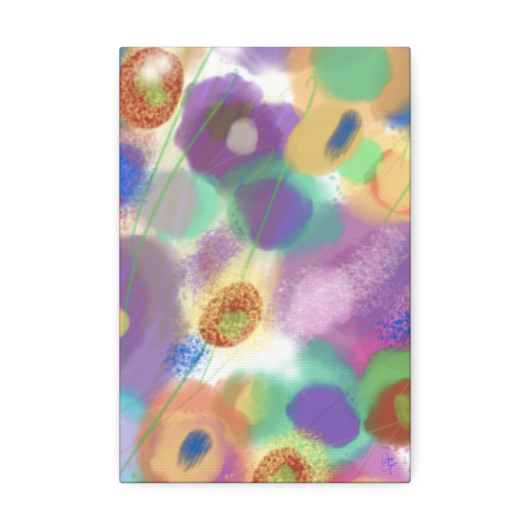 Abstract Pastel Floral Canvas Art — Colorful Stretched Wall Decor
