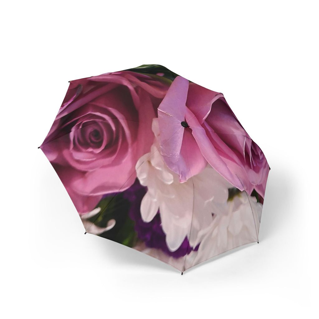 Elegant Floral Semi-Automatic Umbrella - Stylish Rose Design