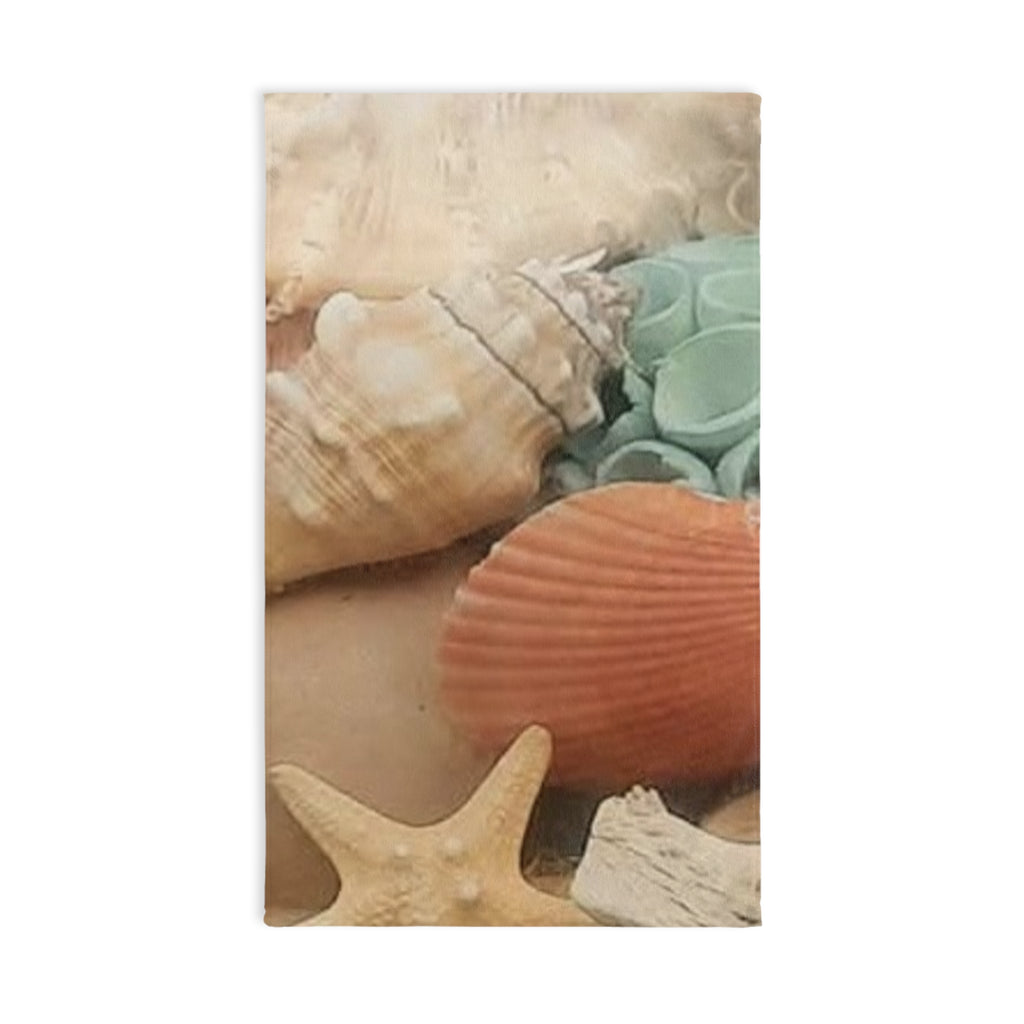 Seashell Beach Hand Towel — Coastal Starfish & Shell Bathroom Towel