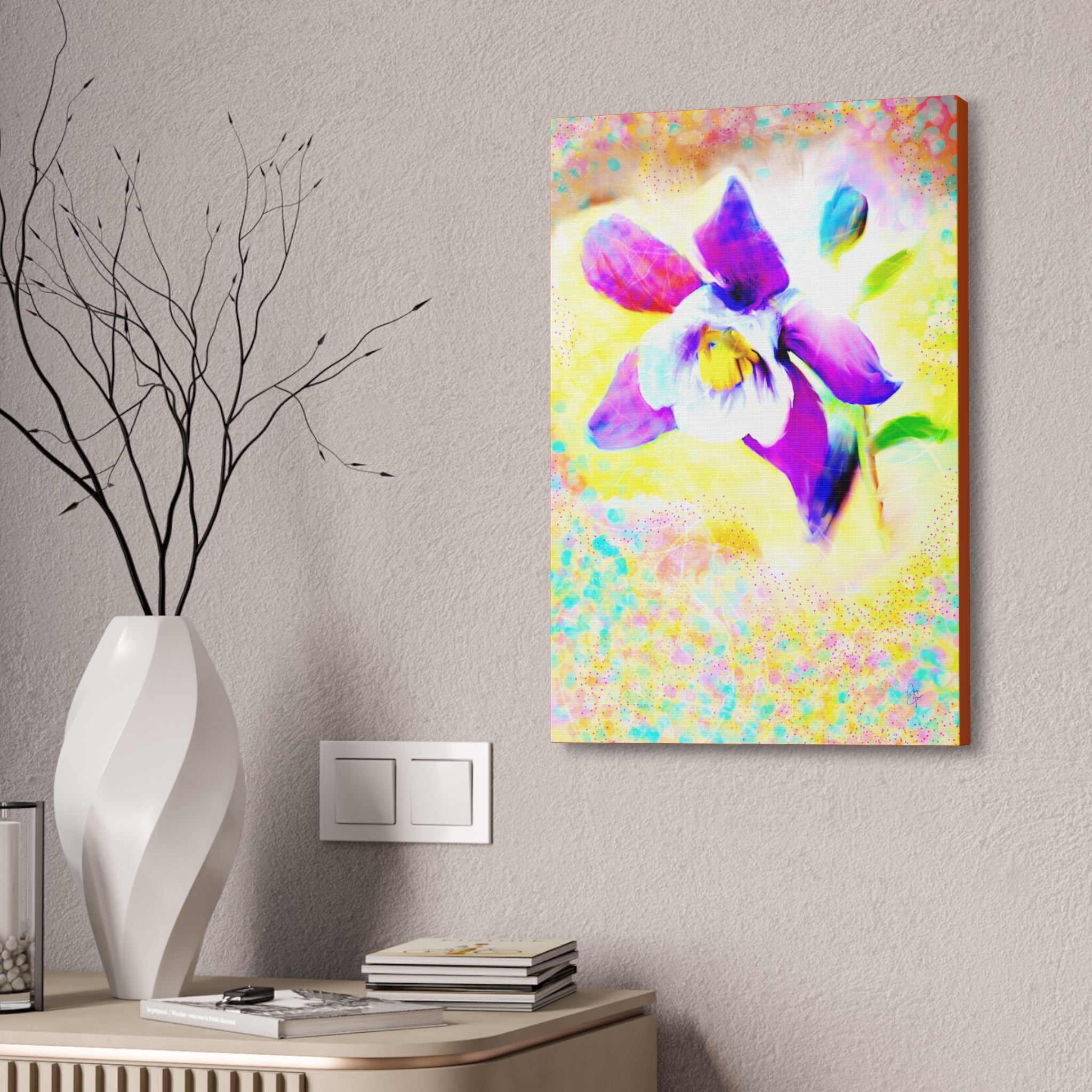 Purple Orchid Canvas Wall Art - Vibrant Floral Stretched Canvas