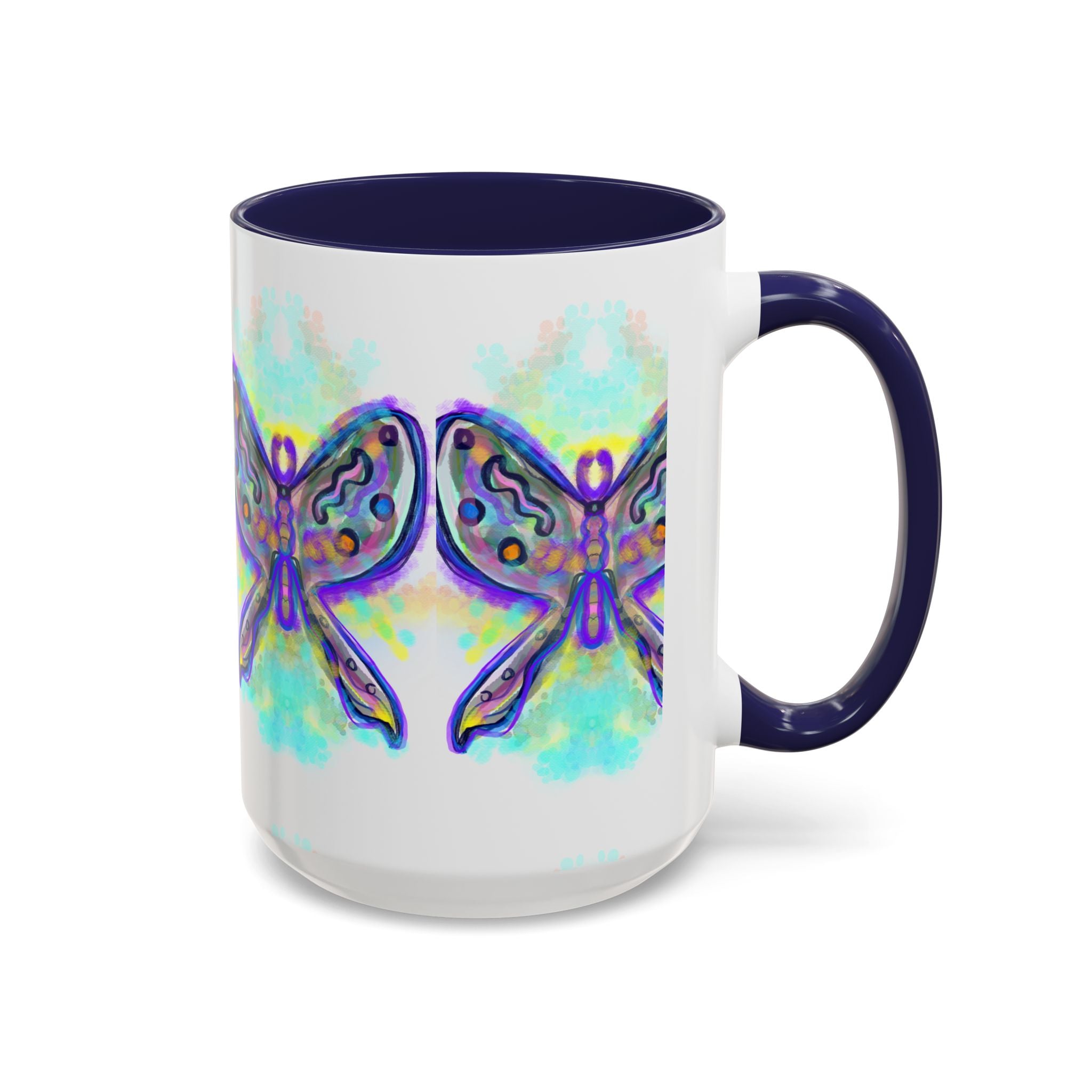 Butterfly Accent Coffee Mug — Colorful Watercolor Butterfly Design (11/15oz)
