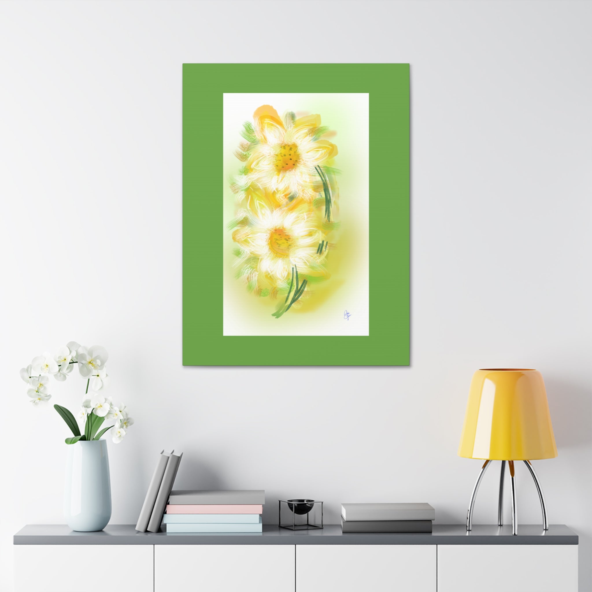 Yellow Daisy Floral Canvas Print – Stretched 1.5" Edge Art