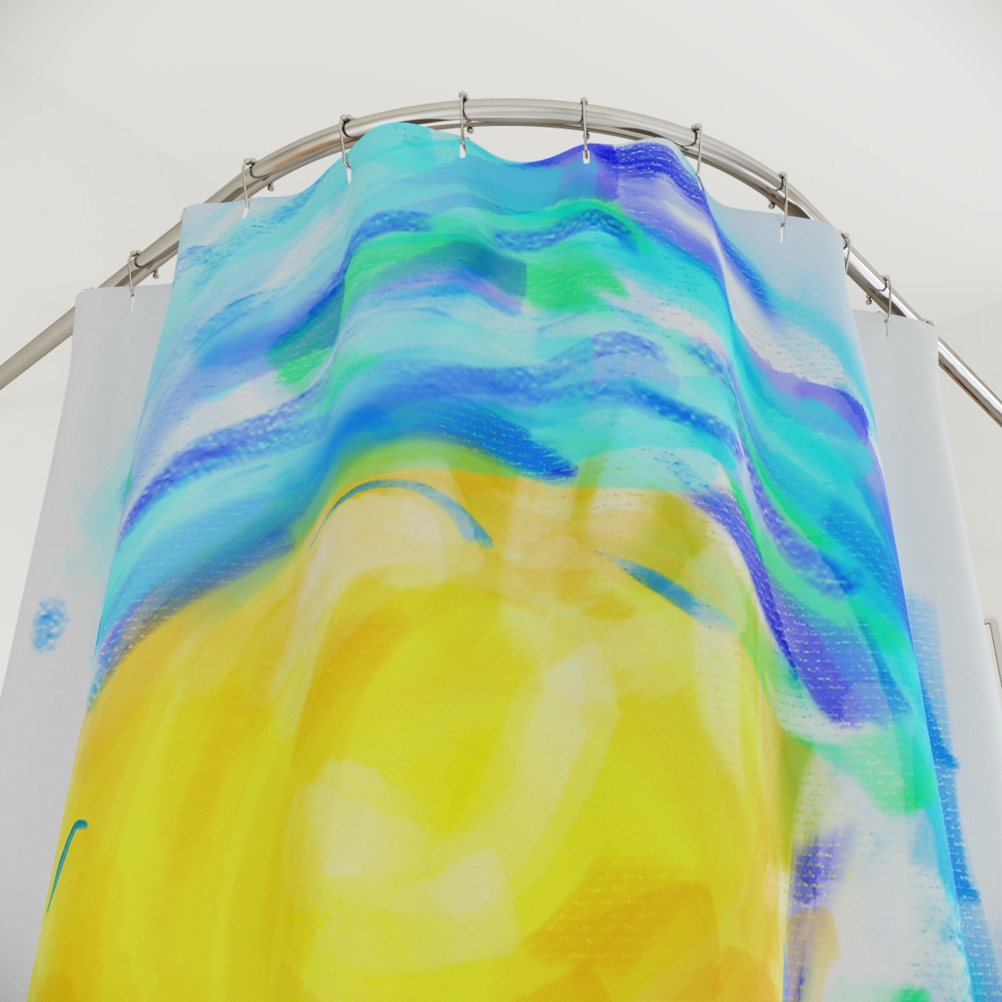Shower Curtain — Abstract Ocean Sun Swirl Bathroom Decor