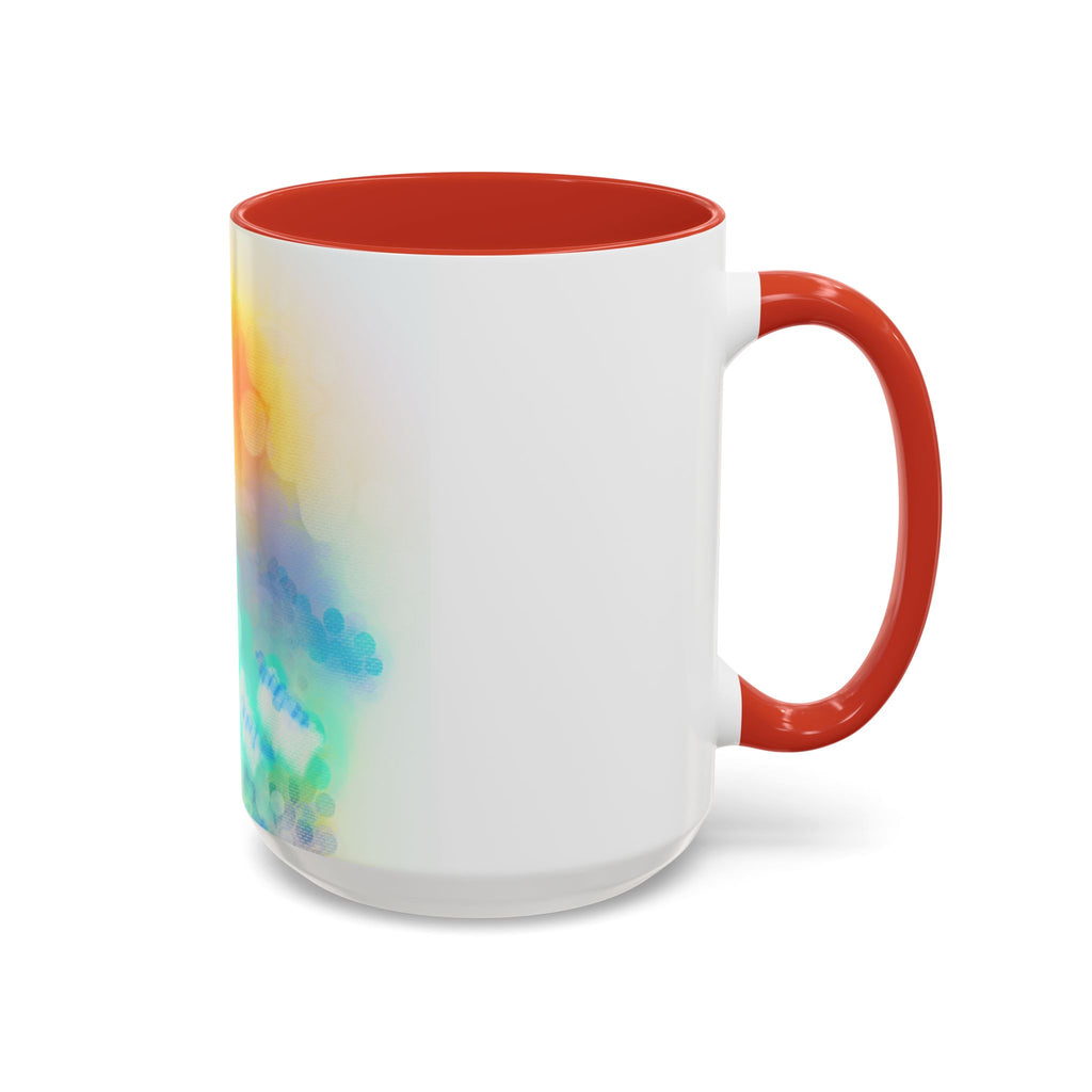 Sunrise Watercolor Accent Coffee Mug — Bright Abstract Teal & Yellow Ceramic